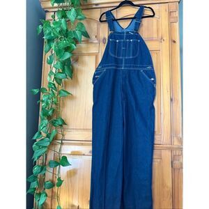 Vintage Roebucks Denim Overalls 38x34 – Classic Dark Wash Workwear Style